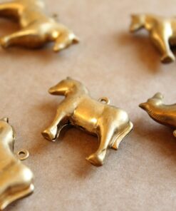 2 pc. Raw Brass 3D Horse Charms: 27mm by 22mm - made in USA | RB-1162