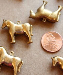 2 pc. Raw Brass 3D Horse Charms: 27mm by 22mm - made in USA | RB-1162
