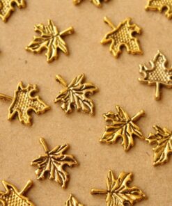 25 pc. Small Antique Gold Maple Leaf Charms, 14mm by 17mm | MIS-536