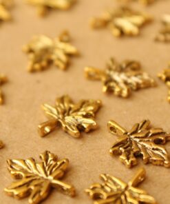 25 pc. Small Antique Gold Maple Leaf Charms, 14mm by 17mm | MIS-536