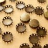 50 pc. Antique Bronze Brass Lace Edge Setting: 10mm in diameter - | FI-355