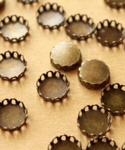 50 pc. Antique Bronze Brass Lace Edge Setting: 10mm in diameter - | FI-355