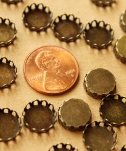 50 pc. Antique Bronze Brass Lace Edge Setting: 10mm in diameter - | FI-355