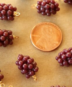 5 pc. Bunch of Grapes Charms, 13mm by 15mm, Fruit Pendant Fruity Summer Spring Juicy Ripening | MIS-408