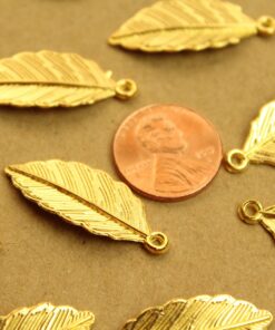 15 pc. Gold Plated Leaf Charms, 31.5mm by 12.5mm | MIS-201*