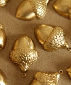 3 pc. Jumbo Raw Brass Acorns: 33mm by 22mm - made in USA | RB-126