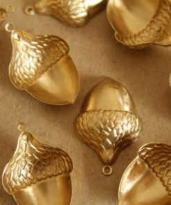 3 pc. Jumbo Raw Brass Acorns: 33mm by 22mm - made in USA | RB-126