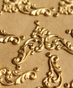 4 pc. Raw Brass Filigree Three Hole Connectors: 39mm by 29mm - made in USA | RB-496