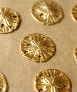 8 pc. Small Raw Brass Sand Dollars: 15mm by 16mm - made in USA | RB-094