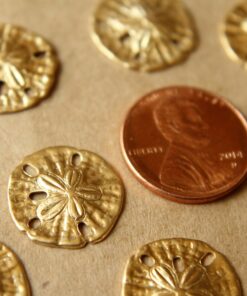 8 pc. Small Raw Brass Sand Dollars: 15mm by 16mm - made in USA | RB-094