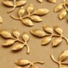 2 pc. Raw Brass Leafy Branch Stamping, 36mm by 27mm - made in USA | RB-682