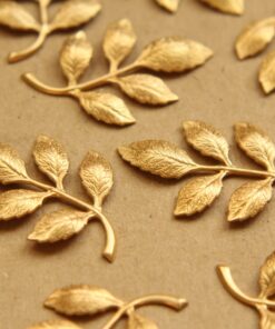 2 pc. Raw Brass Leafy Branch Stamping, 36mm by 27mm - made in USA | RB-682