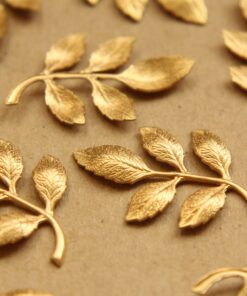 2 pc. Raw Brass Leafy Branch Stamping, 36mm by 27mm - made in USA | RB-682