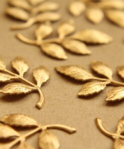 2 pc. Raw Brass Leafy Branch Stamping, 36mm by 27mm - made in USA | RB-682