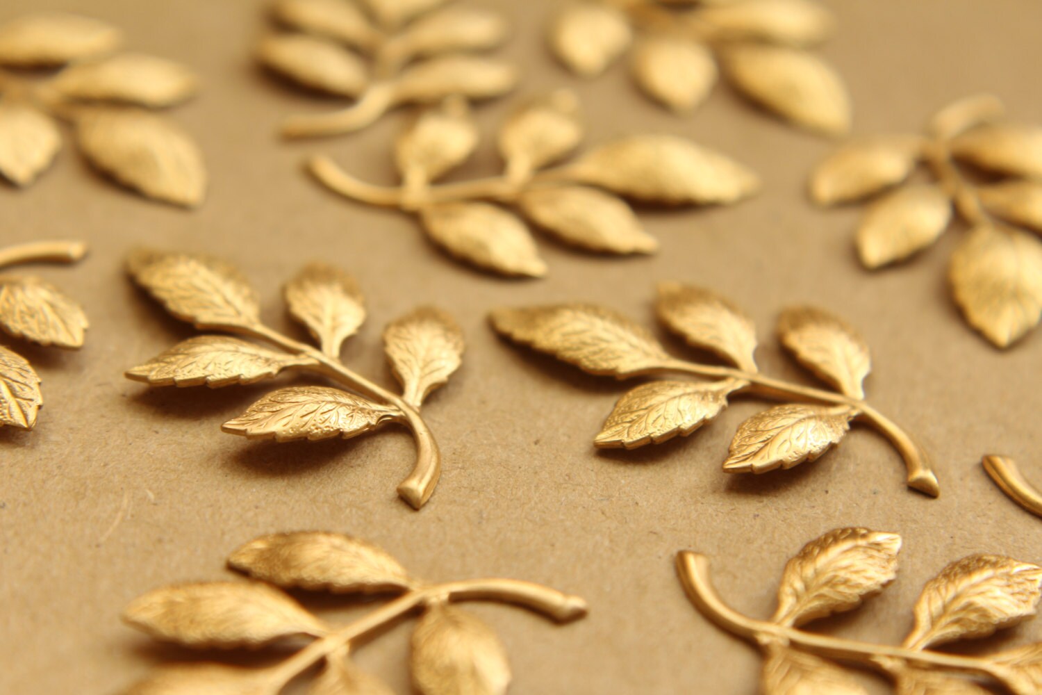 2 pc. Raw Brass Leafy Branch Stamping, 36mm by 27mm - made in USA | RB-682