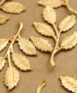 2 pc. Raw Brass Leafy Branch Stamping, 50mm by 32mm - made in USA | RB-693