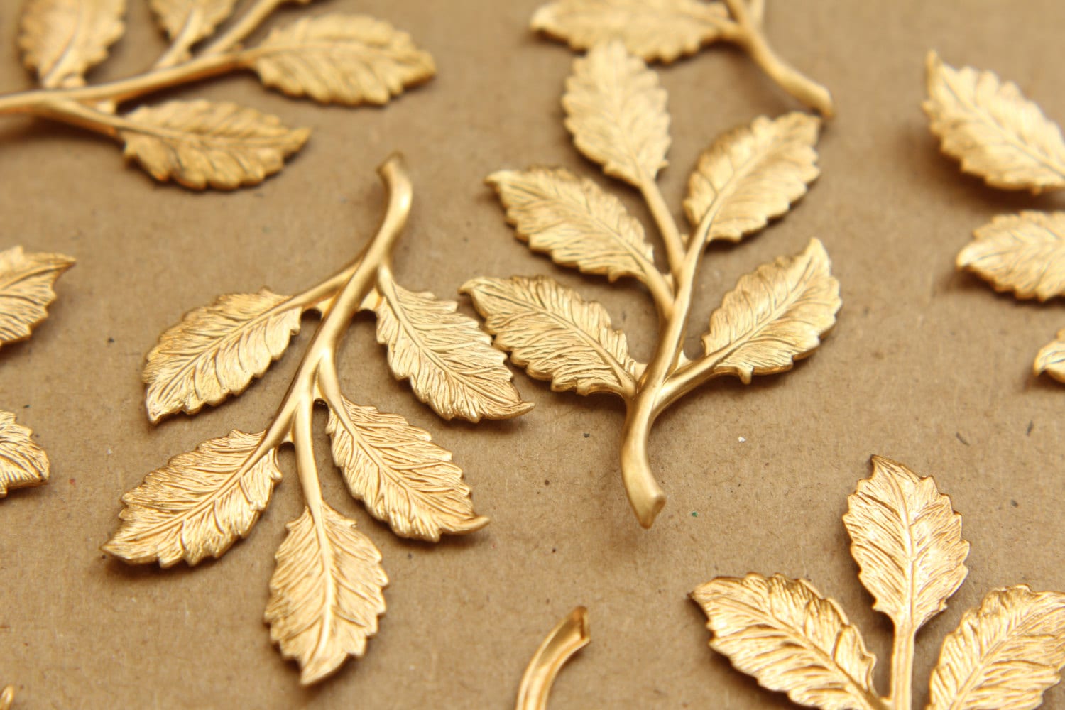 2 pc. Raw Brass Leafy Branch Stamping, 50mm by 32mm - made in USA | RB-693