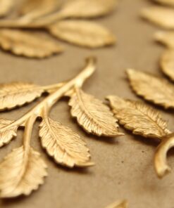 2 pc. Raw Brass Leafy Branch Stamping, 50mm by 32mm - made in USA | RB-693