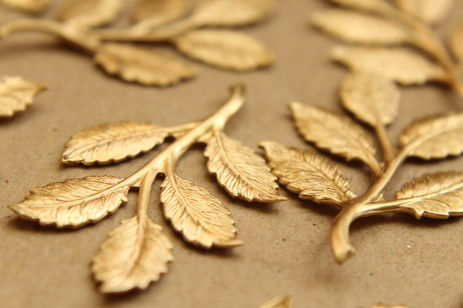 2 pc. Raw Brass Leafy Branch Stamping, 50mm by 32mm - made in USA | RB-693