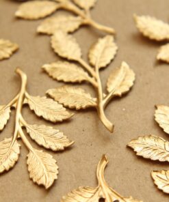 2 pc. Raw Brass Leafy Branch Stamping, 50mm by 32mm - made in USA | RB-693