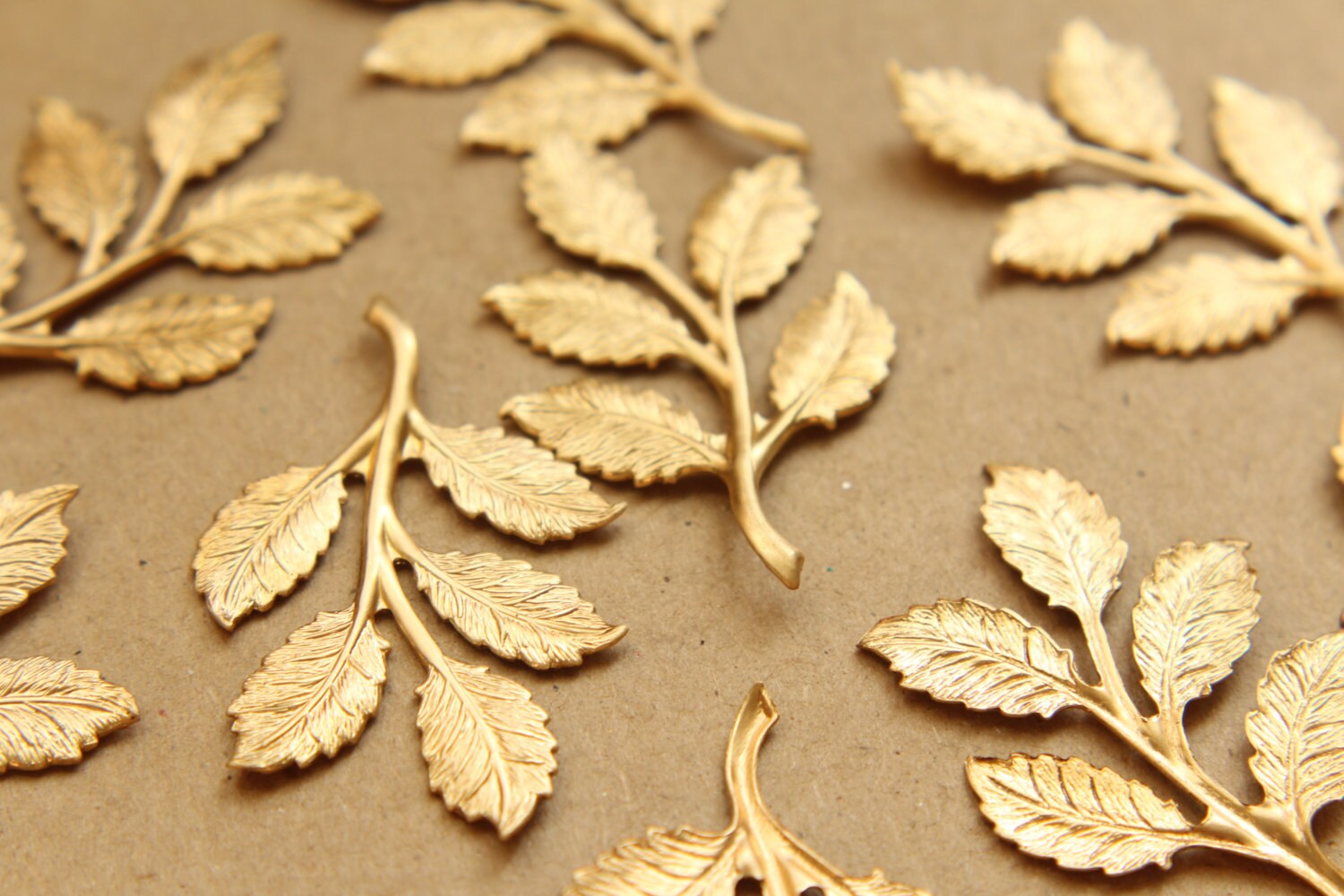 2 pc. Raw Brass Leafy Branch Stamping, 50mm by 32mm - made in USA | RB-693