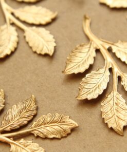 2 pc. Raw Brass Leafy Branch Stamping, 50mm by 32mm - made in USA | RB-693