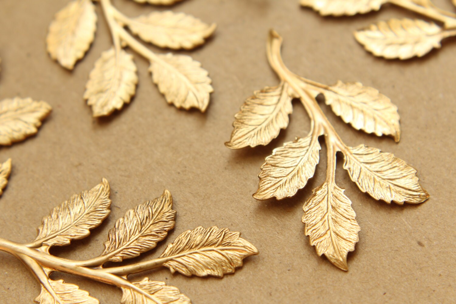 2 pc. Raw Brass Leafy Branch Stamping, 50mm by 32mm - made in USA | RB-693