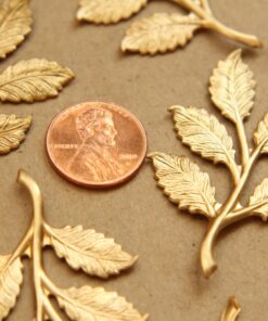 2 pc. Raw Brass Leafy Branch Stamping, 50mm by 32mm - made in USA | RB-693