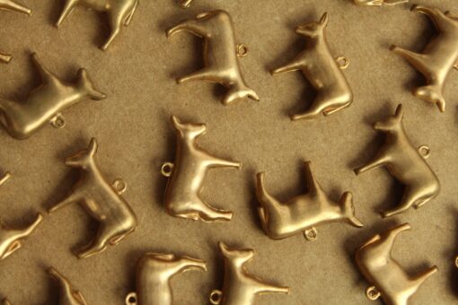 2 pc. Raw Brass 3D Donkey Charms: 22mm by 20mm - made in USA | RB-1262