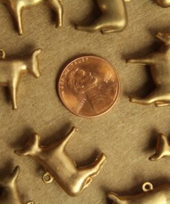 2 pc. Raw Brass 3D Donkey Charms: 22mm by 20mm - made in USA | RB-1262