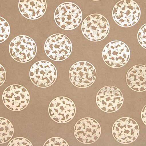 10 pc. Gold Plated Circle Shaped Butterfly Drops, Laser Cut Brass, 20mm in diameter | MIS-336*