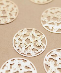 10 pc. Gold Plated Circle Shaped Butterfly Drops, Laser Cut Brass, 20mm in diameter | MIS-336*