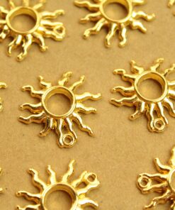 10 pc. Gold Plated Sun Charms, 25mm x 25mm | MIS-121*