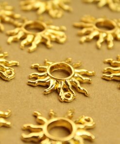 10 pc. Gold Plated Sun Charms, 25mm x 25mm | MIS-121*
