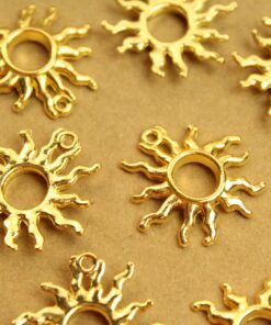 10 pc. Gold Plated Sun Charms, 25mm x 25mm | MIS-121*