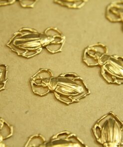 3 pc. Medium Raw Brass Scarab Beetles: 18mm by 11mm - made in USA | RB-380