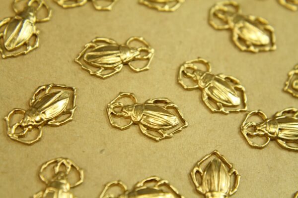 3 pc. Medium Raw Brass Scarab Beetles: 18mm by 11mm - made in USA | RB-380