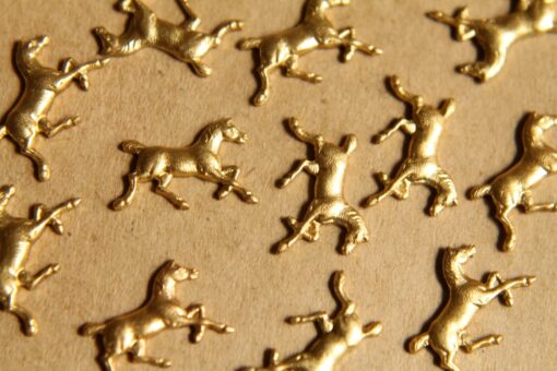 2 pc. Raw Brass Tiny Running Horse Stampings: 14mm by 9mm - made in USA | RB-509