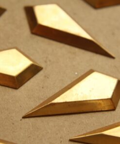 1 pc. Raw Brass 3D Rhombus Stampings: 47mm by 21mm - made in USA | RB-873