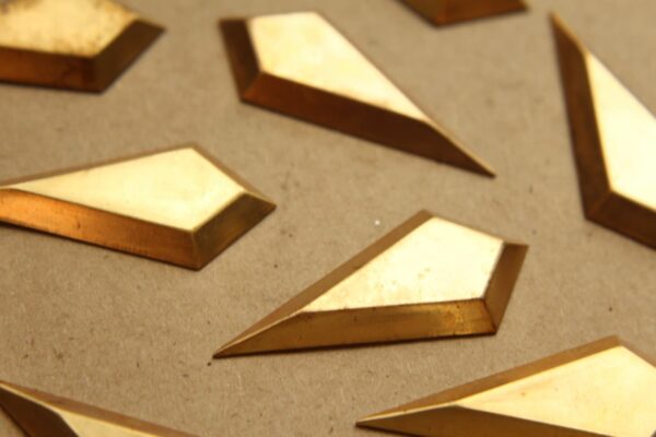 1 pc. Raw Brass 3D Rhombus Stampings: 47mm by 21mm - made in USA | RB-873
