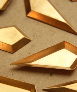 1 pc. Raw Brass 3D Rhombus Stampings: 47mm by 21mm - made in USA | RB-873