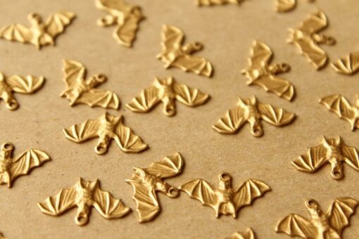 5 pc. Raw Brass Bat Charms: 19mm by 12.5mm - made in USA | RB-710