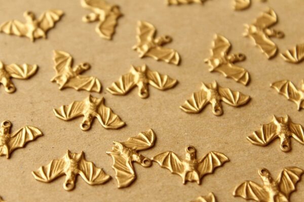 5 pc. Raw Brass Bat Charms: 19mm by 12.5mm - made in USA | RB-710