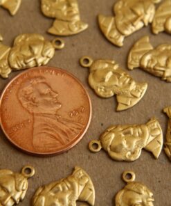 8 pc. Raw Brass Abe Lincoln Charms: 15mm by 9mm - made in USA | RB-173