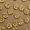 4 pc. Tiny Raw Brass Flat Flowers: 9mm diameter - made in USA | RB-345