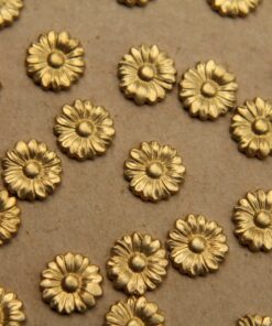 4 pc. Tiny Raw Brass Flat Flowers: 9mm diameter - made in USA | RB-345