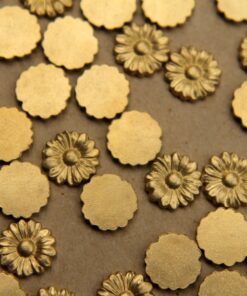 4 pc. Tiny Raw Brass Flat Flowers: 9mm diameter - made in USA | RB-345