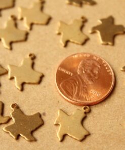 8 pc. Raw Brass Texas State Charms / Blanks: 12.5mm by 14.5mm - made in USA | RB-985