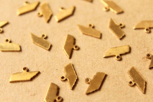 8 pc. Raw Brass Tennessee State Charms / Blanks: 12mm by 6.5mm - made in USA | RB-998