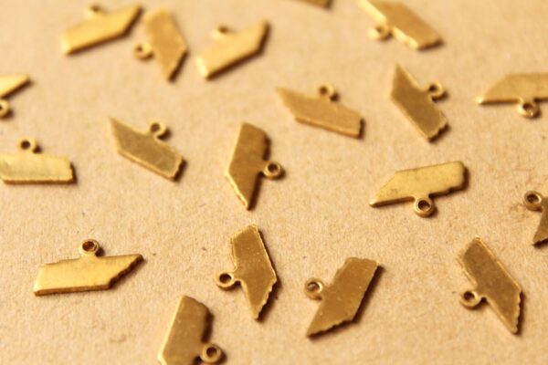 8 pc. Raw Brass Tennessee State Charms / Blanks: 12mm by 6.5mm - made in USA | RB-998